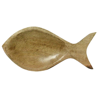 Ciotola naturale a forma di pesce in legno di mango. Misure: 30x13 h.2cm. 