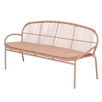 Panca salento rosa in vimini da esterno. Misure: 174x68 h. 85cm. 