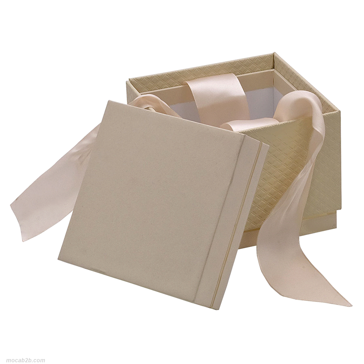 SCATOLA QUADRATA AVORIO CON FIOCCO 12x11x12 