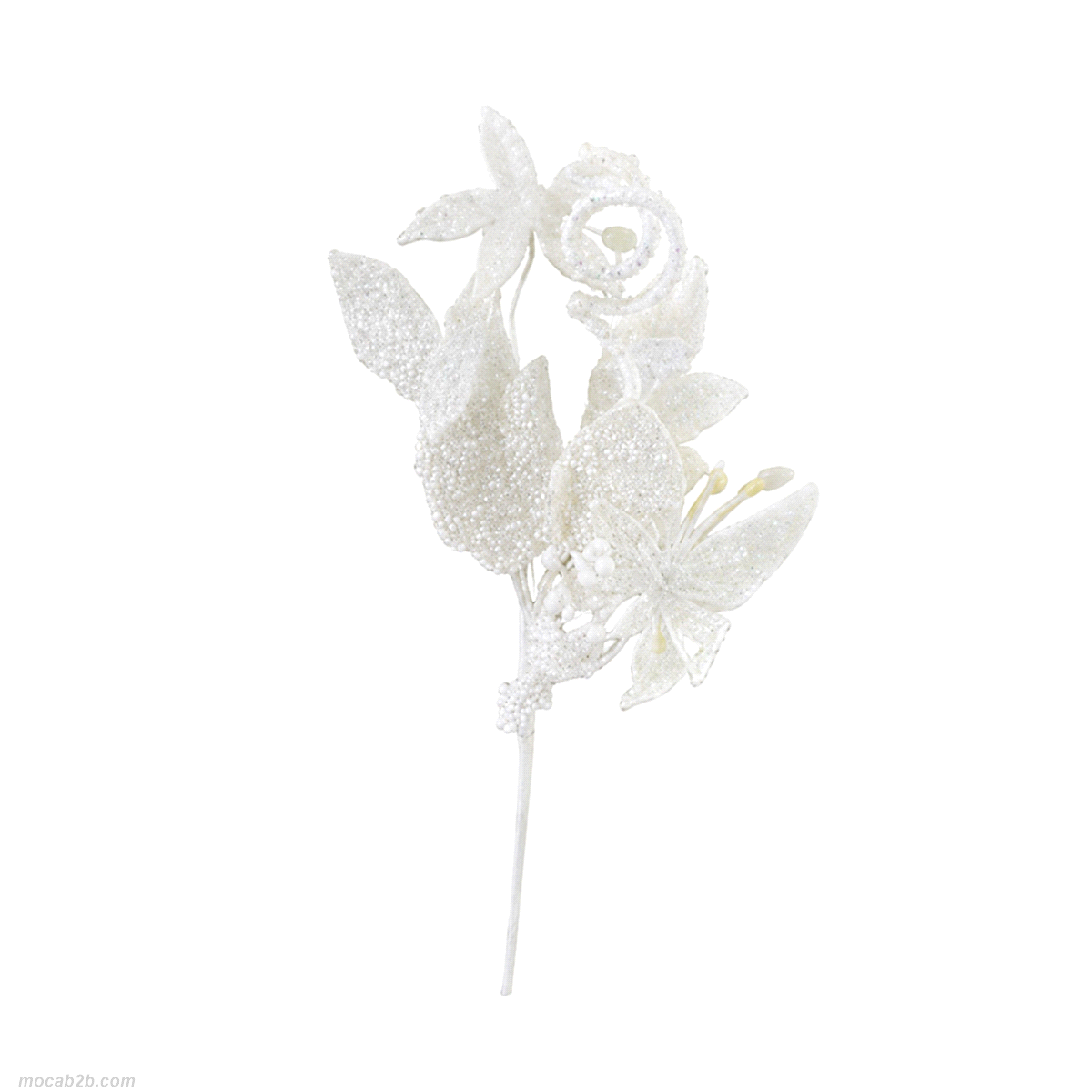 MINI PICK FARFALLA GLITTER BIANCA 