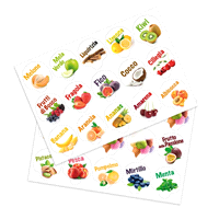 Il kit comprende 30 diverse carte di gusti di frutta in lingua italiana. 