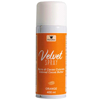 Colorante spray a base di burro di cacao che dona un effetto vellutato. Non contiene biossido di titanio. 