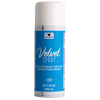 Colorante spray a base di burro di cacao che dona un effetto vellutato. L