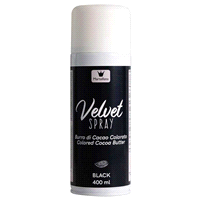 Colorante spray a base di burro di cacao che dona un effetto vellutato. L