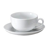 Tazza con piattino in ceramica bianca 