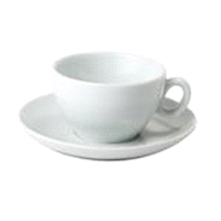 Tazza con piatto 25 cl in ceramica bianca 