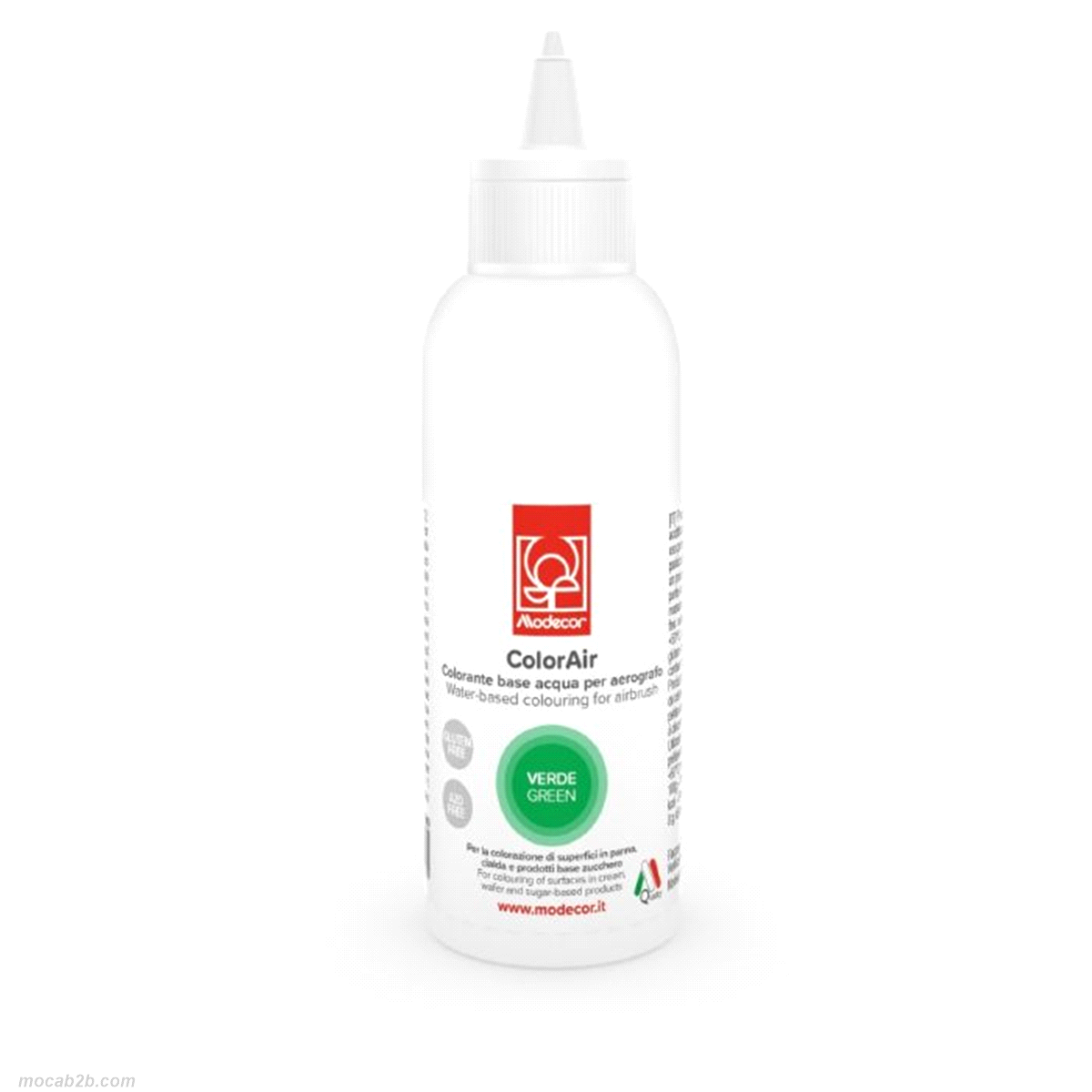 Colorante liquido a base di acqua per aerografo da 190ml. Gluten free. Non contiene coloranti azoteici aggiunti. 