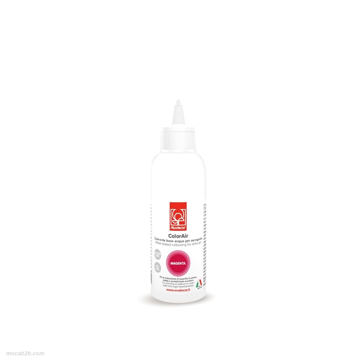 Colorante liquido a base di acqua per aerografo da 190ml. Gluten free. Non contiene coloranti azoteici aggiunti. E171 free. 