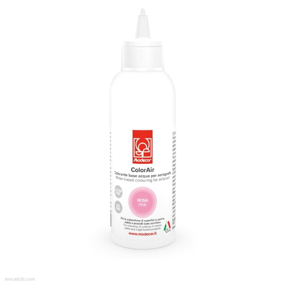 Colorante liquido a base di acqua per aerografo da 190ml. Gluten free. Non contiene coloranti azoteici aggiunti. E171 free. 