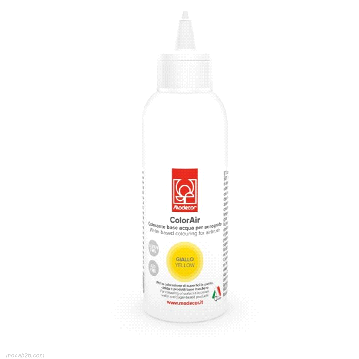 Colorante liquido a base di acqua per aerografo da 190ml. Gluten free. Non contiene coloranti azoteici aggiunti. E171 free. 