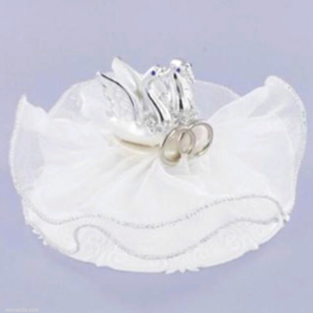 decorazione 25esimo H.8 cm con cigni 