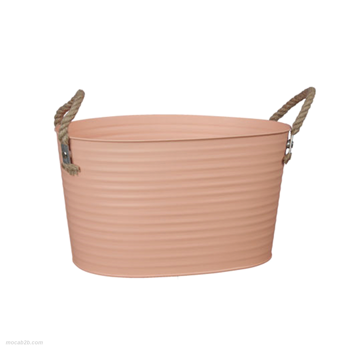 SECCHIO METALLO ARANCIONE CON MANICI IN CORDA 35x21cm 
