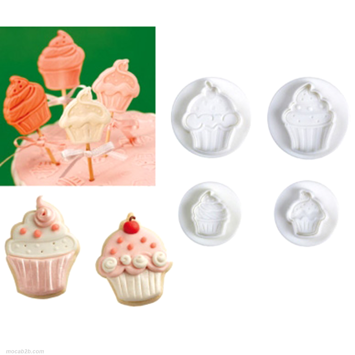 Coppapasta con 4 decorazioni a tema cupcake 