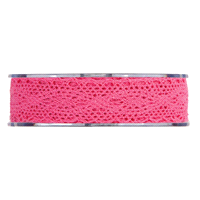 Nastro merletto fuxia in cotone  mm25 x 8mt. 