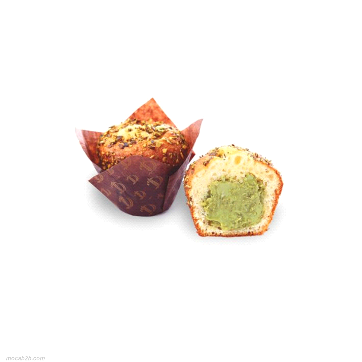 Sofficissimo muffin che racchiude 22% di farcitura al pistacchio. Il tutto guarnito da croccanti semi di zucca caramellati. Un