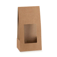 Fascetta auto montante in cartoncino teso per contenere sacchetti di caramelle, cioccolatini, biscotti o altri prodotti dolciari.
 