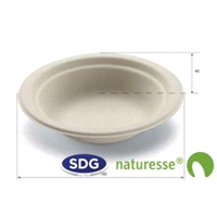 Questo piatto tondo fondo con bordo è realizzato con fibre estratte dalla canna da zucchero, idoneo anche per la ristorazione scolastica.
E