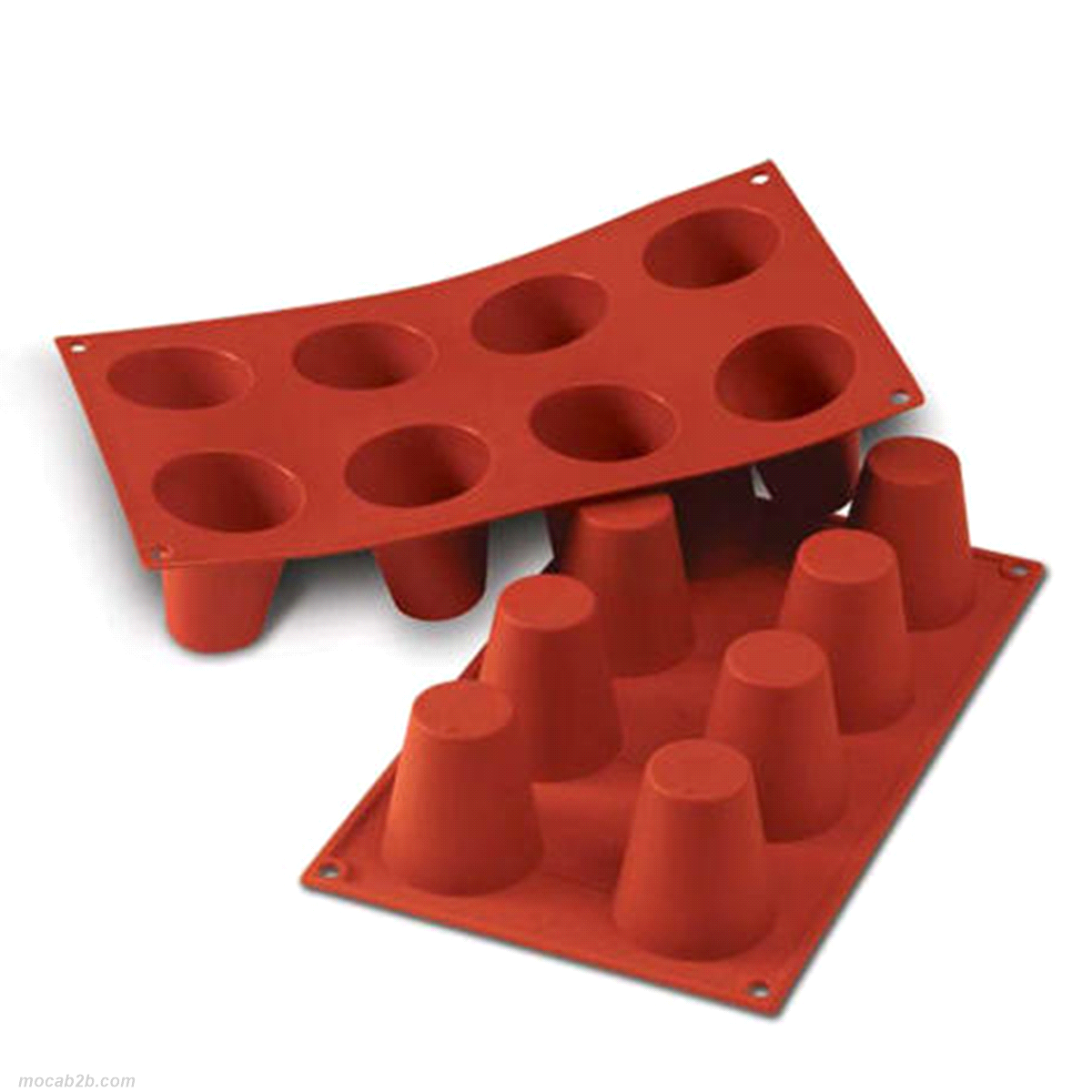 Stampo dimensioni: Ø 55 mm x h 60mm - Cavity: 8 / Vol. Cavity: 92ml. Utilizzabile in forno / microonde - Utilizzabile in congelatore / abbattitore - Lavabili in lavastoviglie 