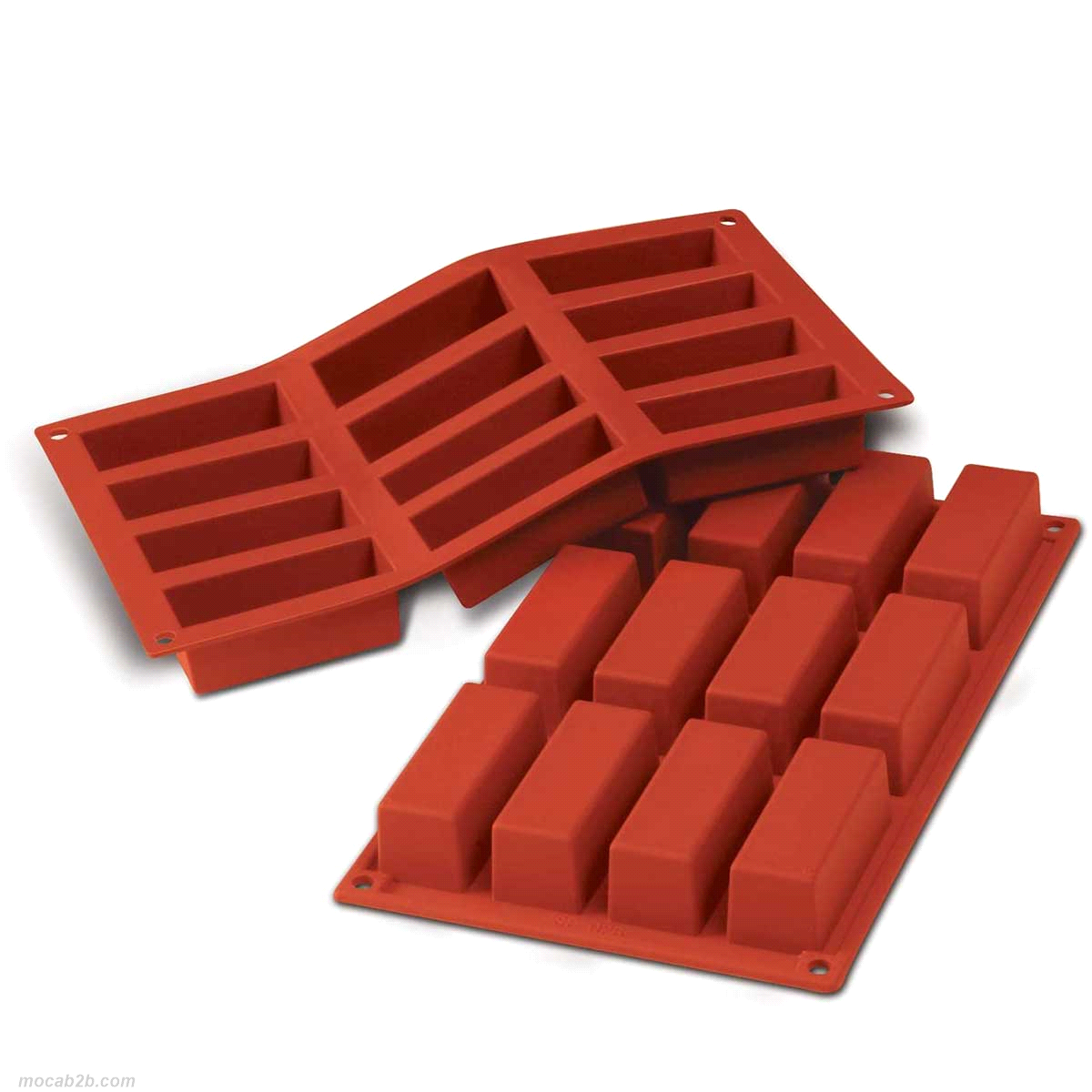 Stampo dimensioni:12mm x 79mm x h29 mm - Cavity: 12 /Vol. Cavity: 70ml. Utilizzabile in forno / microonde - Utilizzabile in congelatore / abbattitore - Lavabili in lavastoviglie 