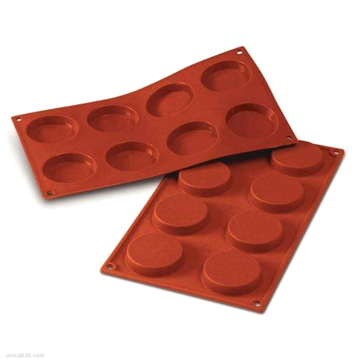 Stampo monoporzione in silicone antiaderente. Dimensione: Ø 60 h 2 mm Volume: 8 x 35 ml. 