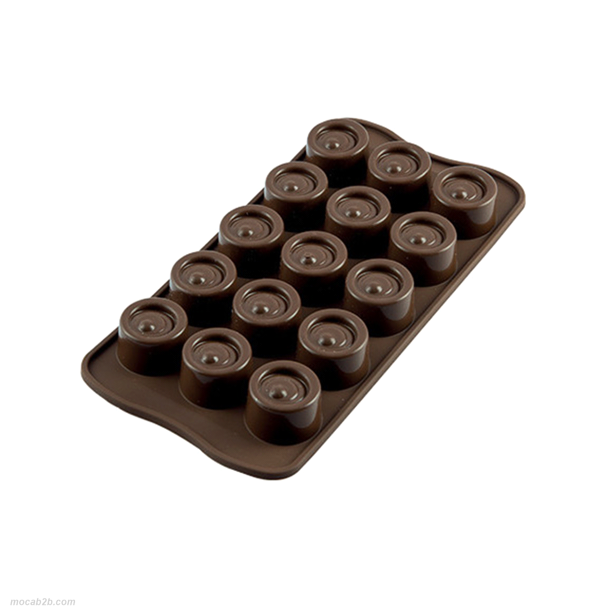  Lo stampo Vertigo permette di realizzare 15 cioccolatini per stampo. Dimensione: Ø 28 h 20 mm Volume: 150 ml. 