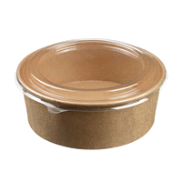 Insalatiera da 1300ml ecokraft in PE con coperchio in PET. Microondabile a 800W/3minuti. Forno max 150