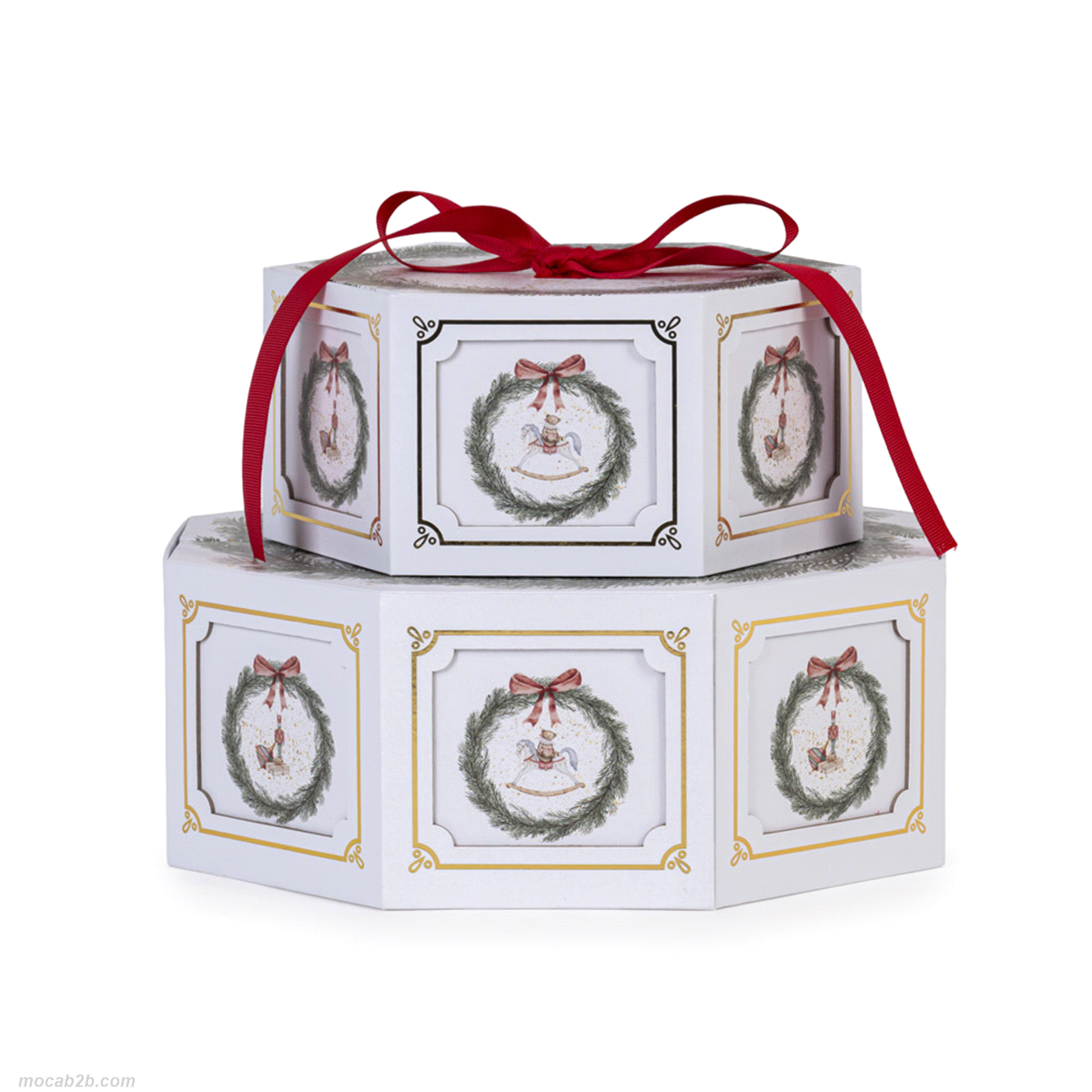Scatole in cartone garland. Dimensioni piccola: 20x17xh9cm. Dimensione grande: 27,5x25,5xh.10cm. 