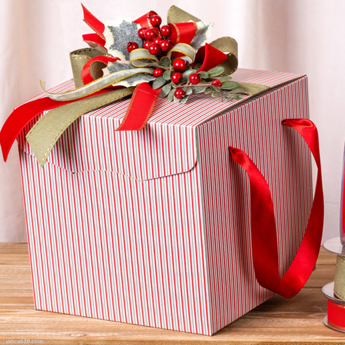 PORTA PANETTONE RIGHE NATALE 21x21x21 