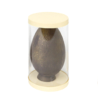 Tubo circolare con fondo incollato ad altezza di 1 cm. per contenere uova di cioccolato o altro. Fondo e coperchio di colore beige. 
