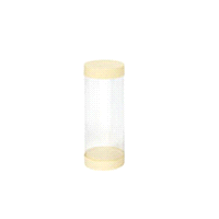 Tubo circolare con fondo incollato ad altezza di 1 cm. per contenere uova di cioccolato o altro. Fondo e coperchio di colore beige. 