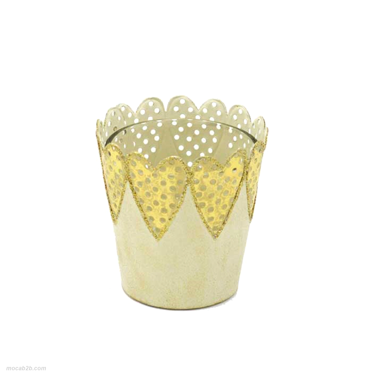 VASO METALLO C/CUORI ORO GLITTER@5h9 