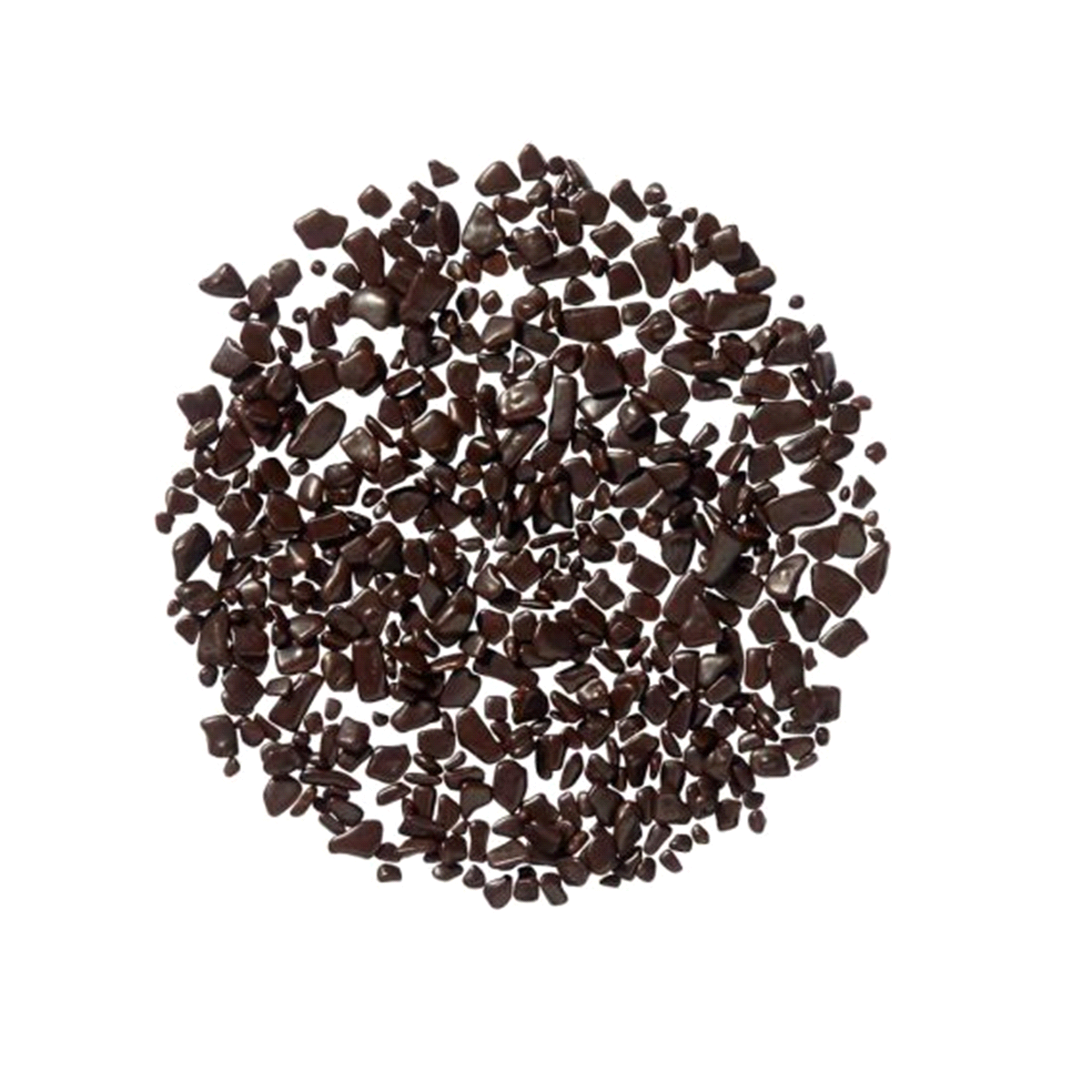 Scaglie di cioccolato realizzate con puro cioccolato fondente 100% e lucidati artigianalmente in modo del tutto naturale. Miisurano tra 1,5 e 2,7 mm. 