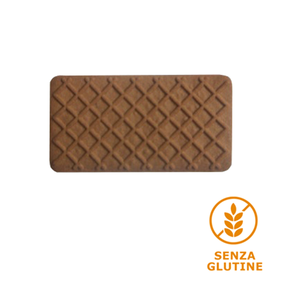 Grigliato al cacao per biscotti gelato senza glutine. 410 pz per confezione. Dimensioni: 8,6 cm x 4,6 cm x 0,55 cm. 