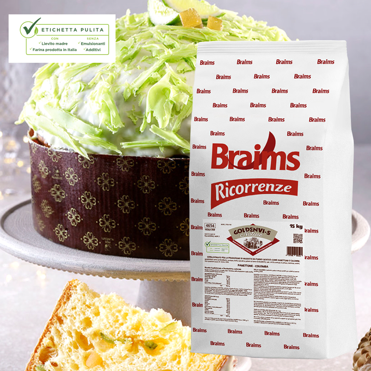 Ingrediente per la produzione di Panettone, Colomba e tutte le paste lievitate con etichetta pulita. 