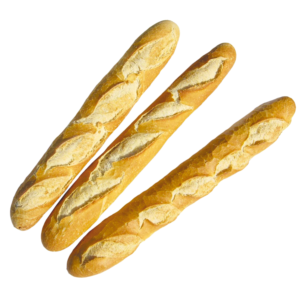 Classica baguette francese con tipica forma allungata. Sottile crosta dorata e consistenza soffice all