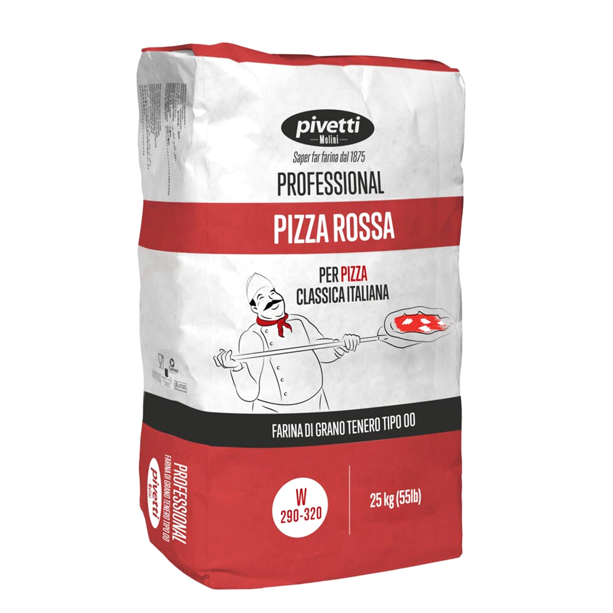 Professional Pizza Rossa è la nostra farina ideale per la produzione di pizza classica italiana, che garantisce un’ottima tenuta di lievitazione e facile lavorabilità.
Consigliata per lunghe lievitazioni (24-36 ore).
W: 290 – 320.
Assorbimento: medio alto.
Tempo d’impasto: medio.
Estensibilità: medio alta.
Varianti disponibili: tipo 00. 