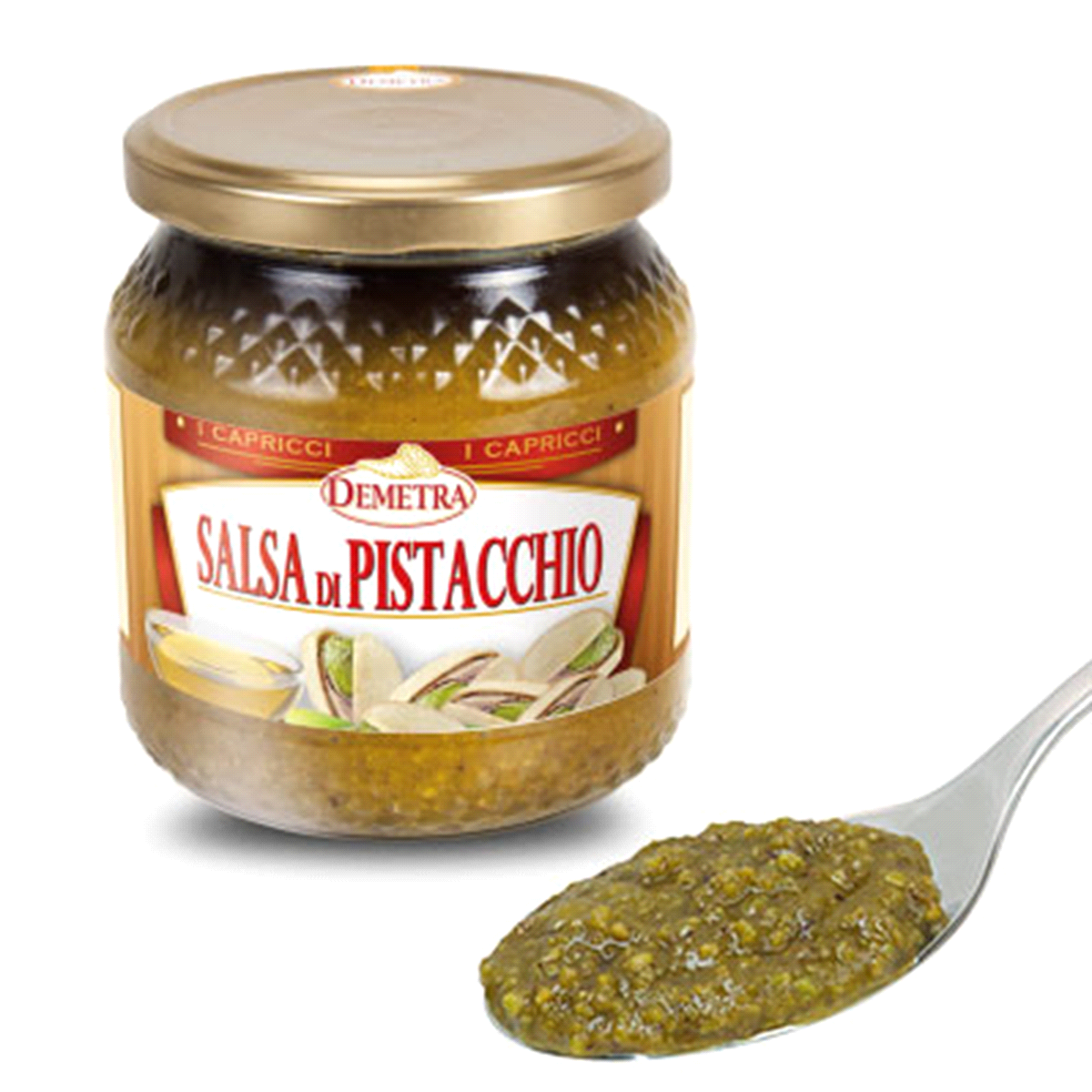 Salsa preparata secondo la più tipica tradizione mediterranea a base di pistacchi selezionati. Ottima per la preparazione di primi piatti, di secondi a base di pesce ecc 