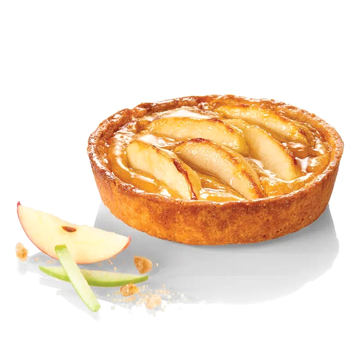 Crostatina alla mele e mandorle. 10 cm (130 gr) x 27pezzi. Scongelare in frigorifero per 2 ore. 
