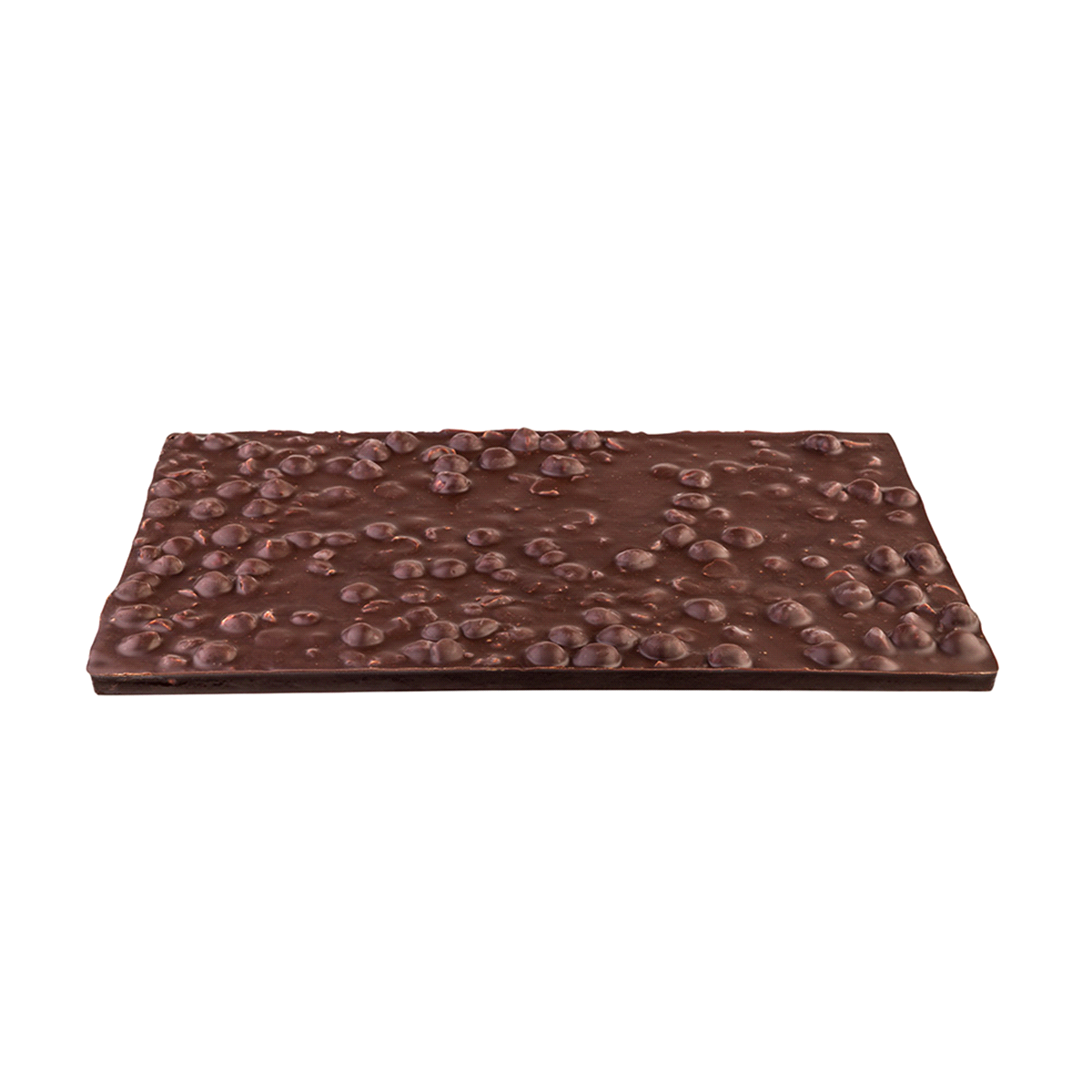 Stecca di cioccolato fondente alle nocciole. Peso stecca: 500 g 