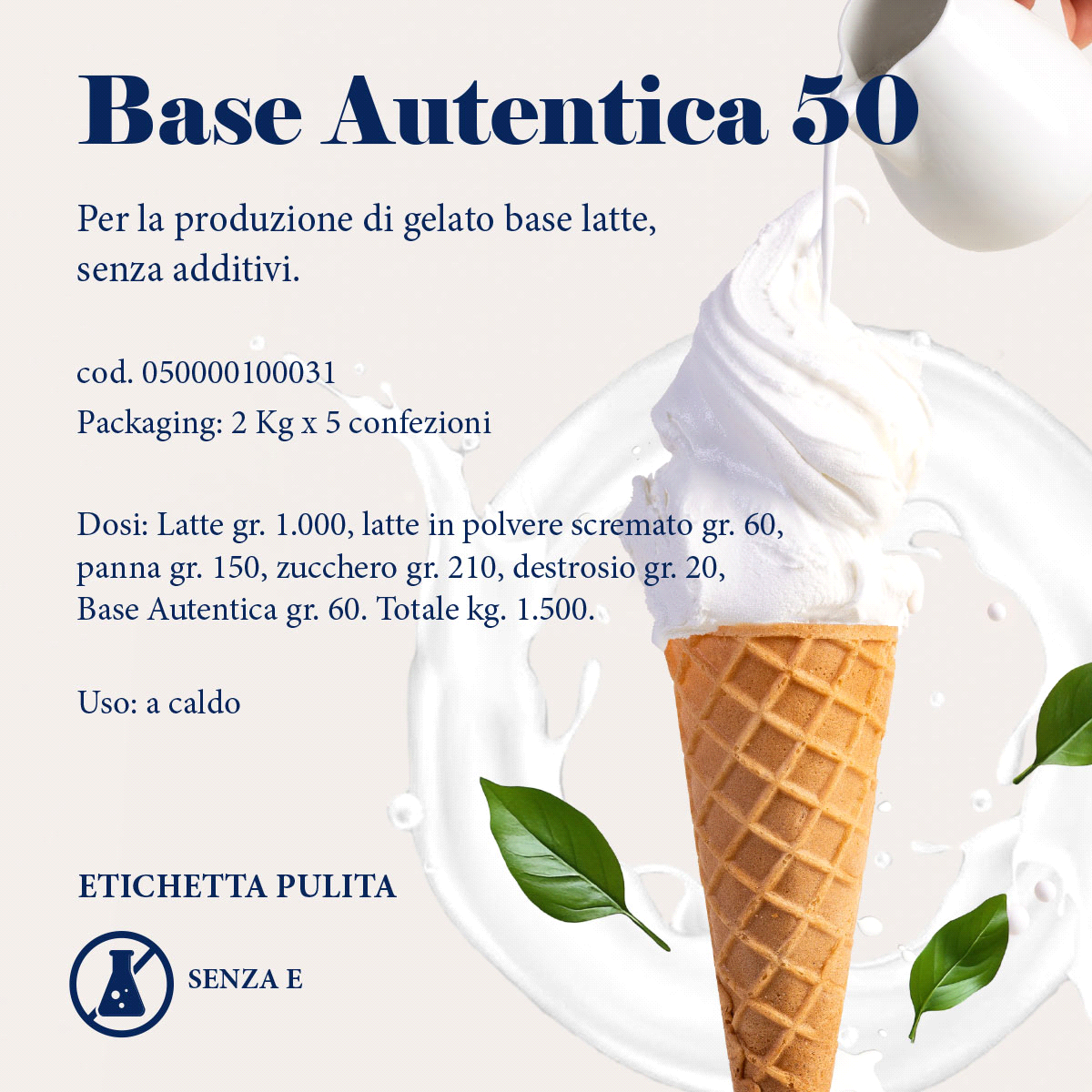 Prodotto in polvere per la preparazione di gelato base latte, 
senza additivi. Uso a caldo 