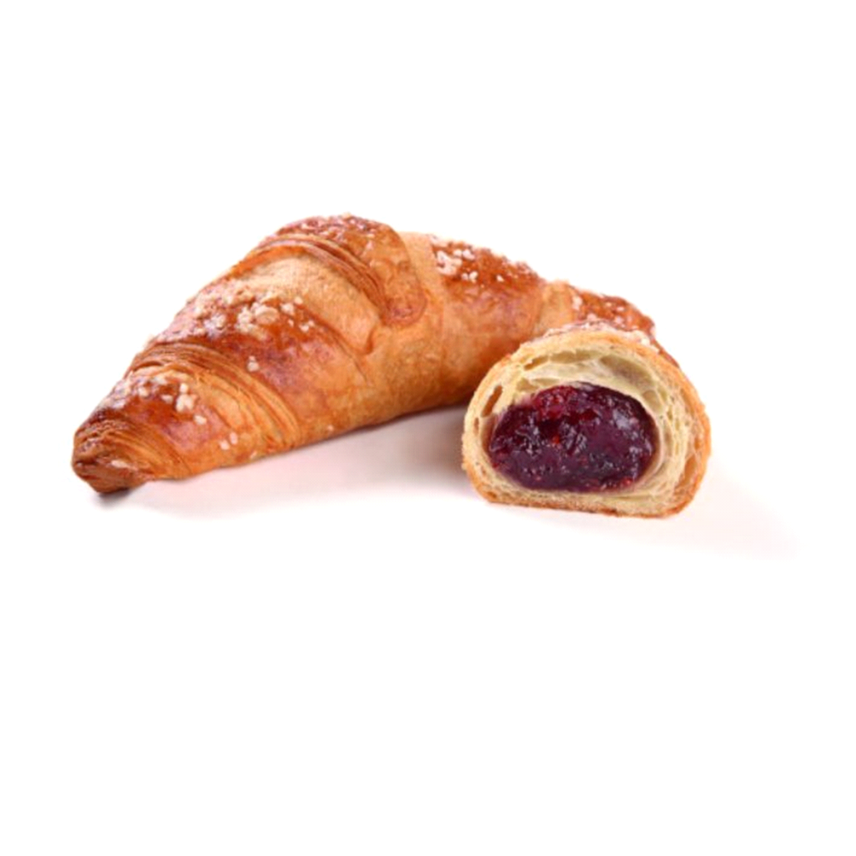 Le note dolci ed intense della confettura al lampone conferiscono a questo croissant un sapore fresco ed inconfondibile. Sfoglia burro 14% sul prodotto finito. Ricca farcitura da punta a punta ai lamponi (16,5%), con 59% di polpa di lampone. Topping zucchero.
Peso: 90 gr.
Tempi di cottura: 21-23 min - 170°C
 