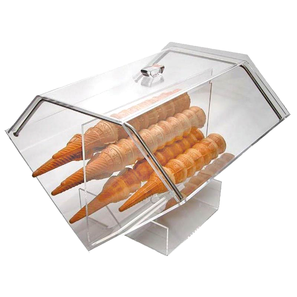 Portaconi orizzontale con divisorio, barre di rinforzo inox 18/10, aperto dim. 36 x 36 x 30 cm cap. 90/120 