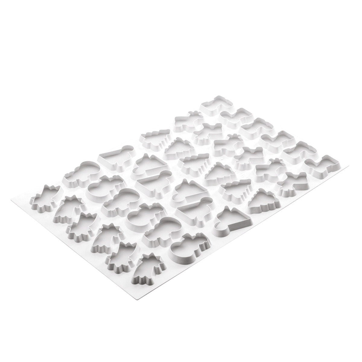 Griglia tagliapasta in plastica per la produzione di soggetti tematici di pasta frolla, sfoglia e altri impasti. Ideale per la preparazione di biscotti dolci e salati.
Dimensioni del piatto: 60x40 cm. 