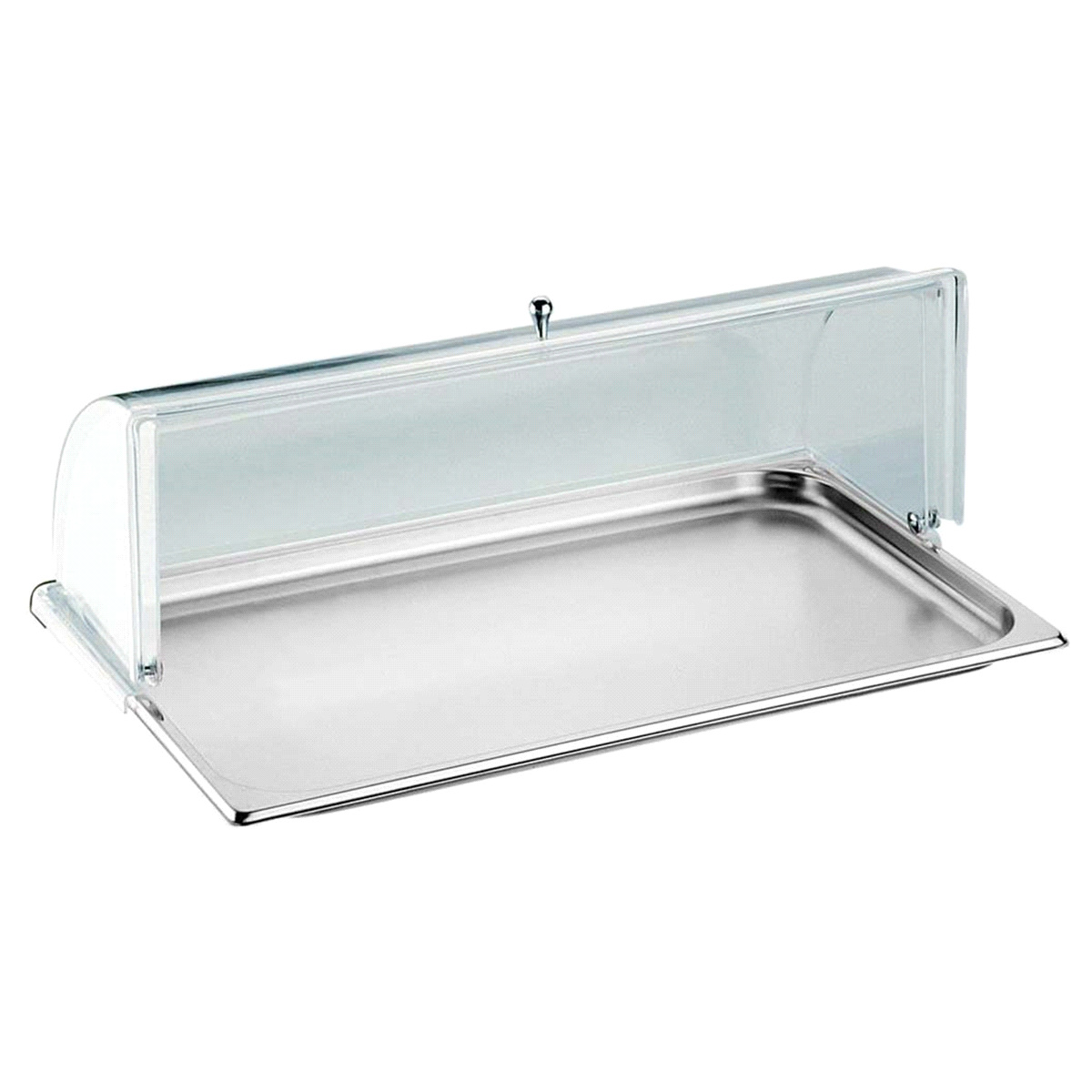 Dimensioni 53x32 cm - altezza 21,5 cm - materiale Inox/Policarbonato. 