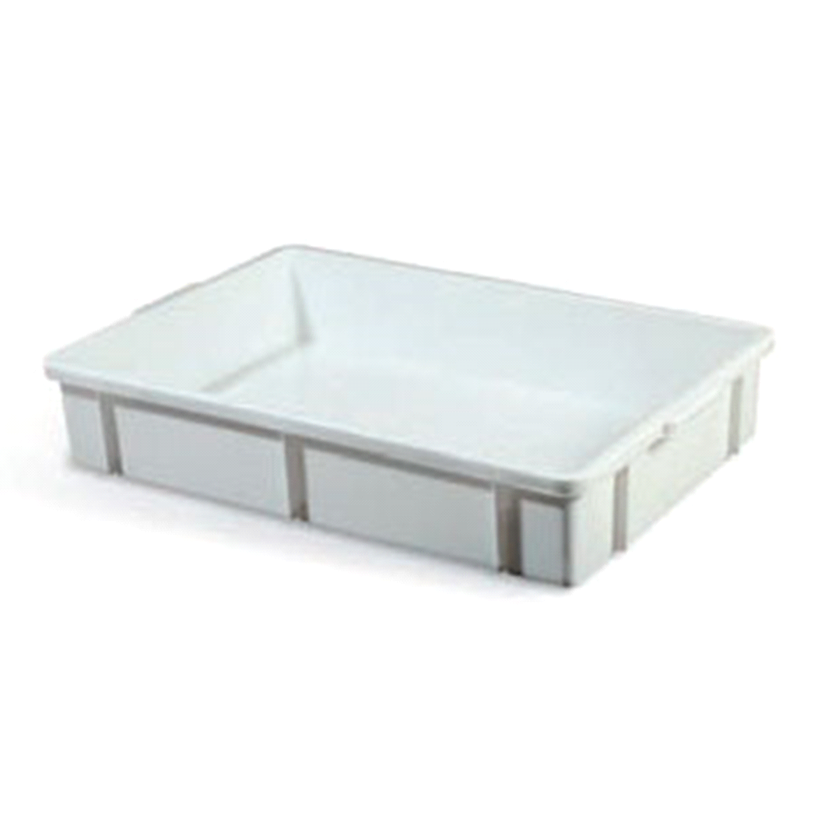 Contenitore sovrapponibile, con maniglie esterne. Fondo e pareti chiuse. 14 litri. Dimensioni esterne: 650 x 427 x 65 mm. Dimensioni interne: 600 x 400 x 60mm 