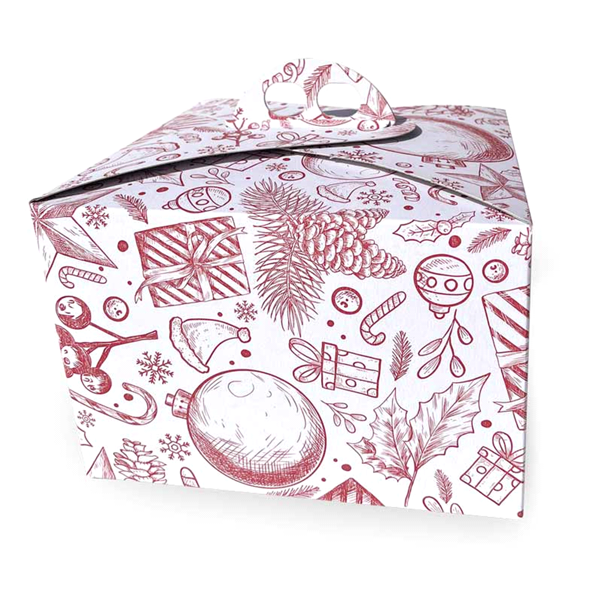 Porta panettone basso da 1 Kg. Blendy Magico Natale 24x24x16 in cartoncino ecologico. 