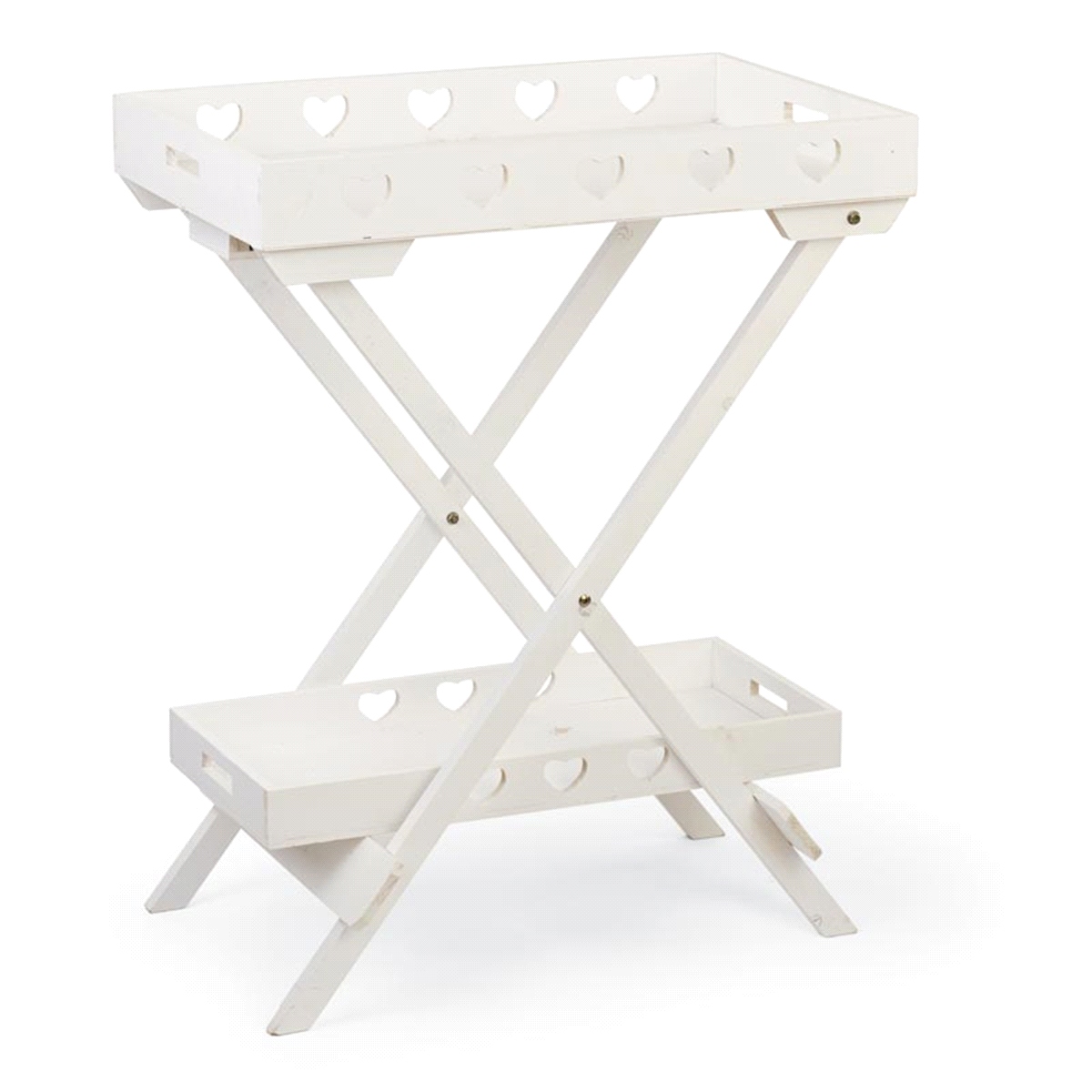 TAVOLO BIANCO 2 VASSOI CON CUORI 68x48x83 
