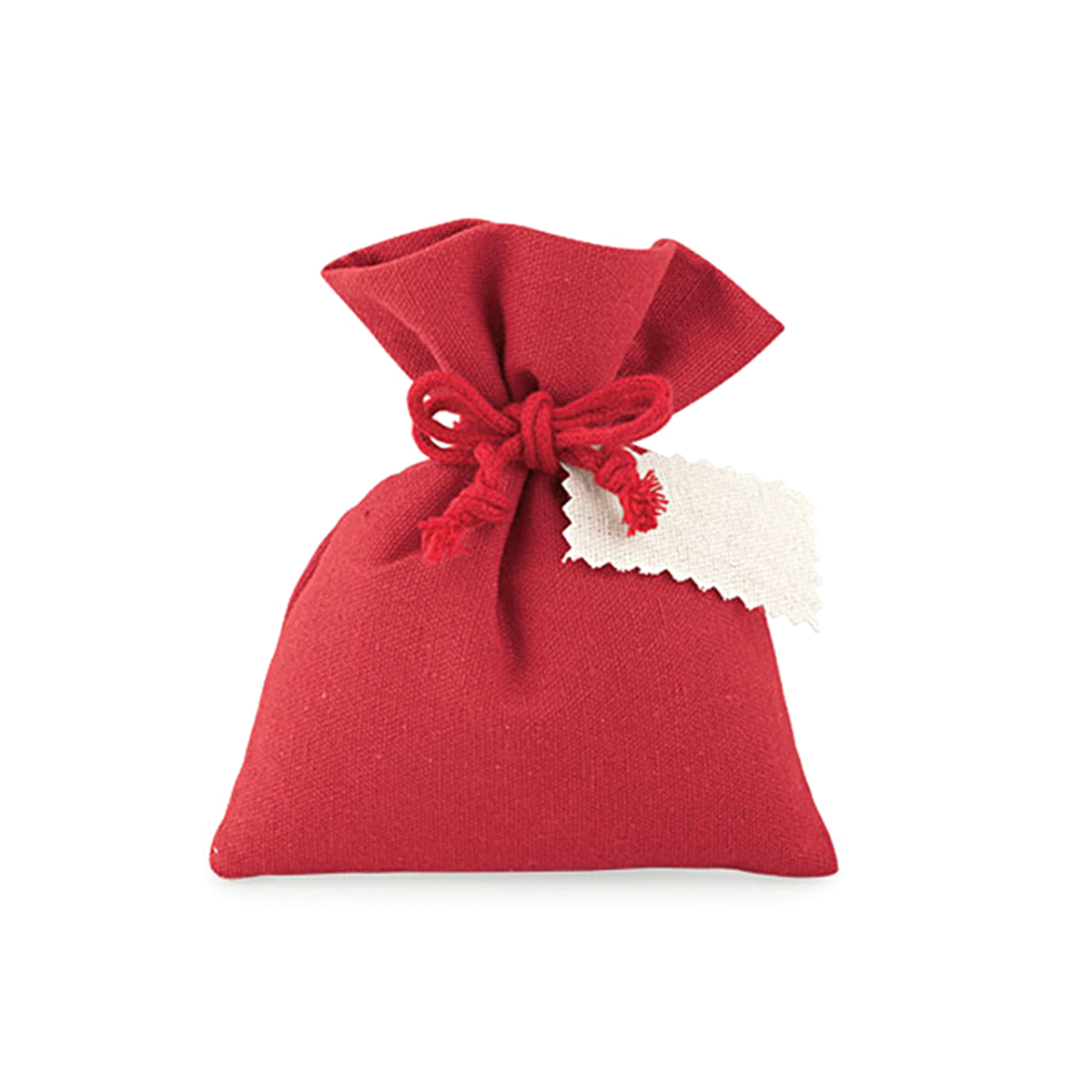 SACCHETTO COTONE ROSSO CON BIGLIETTO 