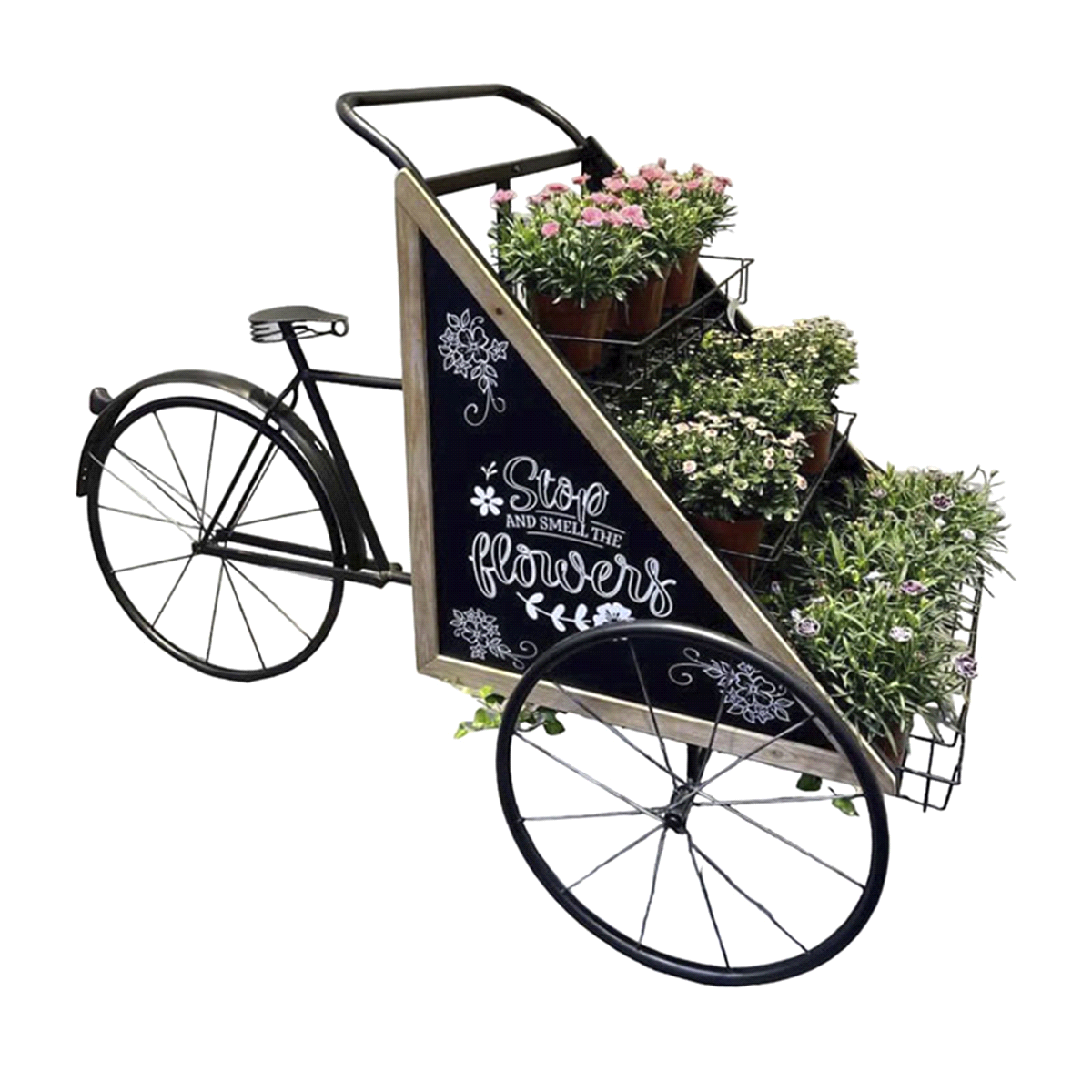 BICICLETTA CON CARRELLO NERO 175x80x114cm 