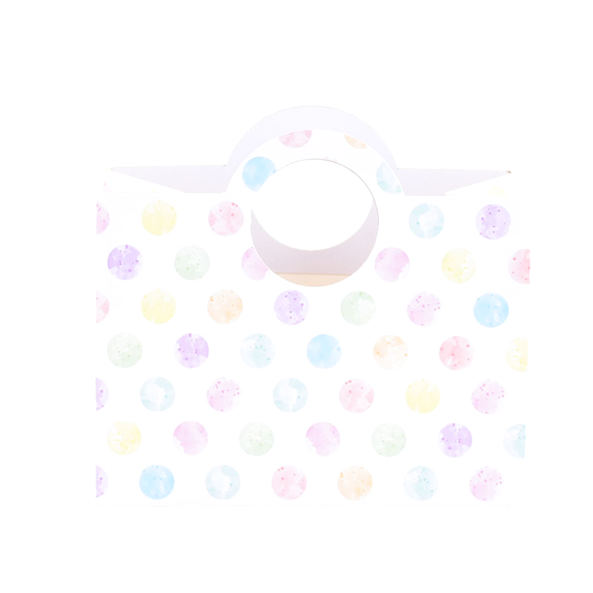 Borsa regalo bianco con punti colorati confezione da 6pz. Dimensioni: 22x13x3x10cm. 